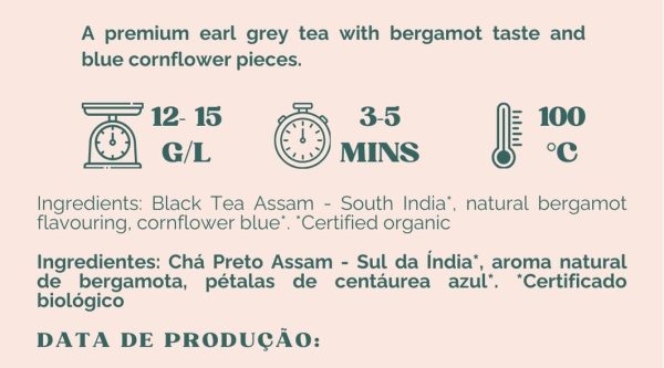 Organic loose leaf earl grey tea with blue cornflower by Tokki Tea Portugal