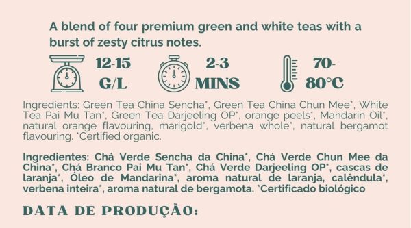 Organic loose leaf green tea and white with citrus flavours by Tokki Tea