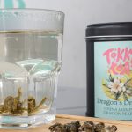 Organic jasmine dragon pearl tea in a resusable tin by Tokki Tea